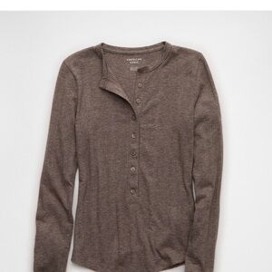 American Eagle Outfitters Women's Button Down Brown Shirt